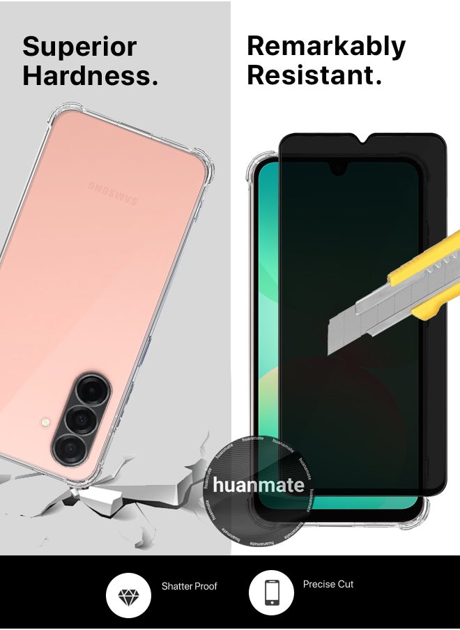 huanmate - 2 in 1 Samsung Galaxy A26 Protection Pack - Ultra Clear Shockproof Case & Anti-Peeping Privacy Glass Screen Protector, All-Round Defense with High Transparency & Easy Installation - Image 1