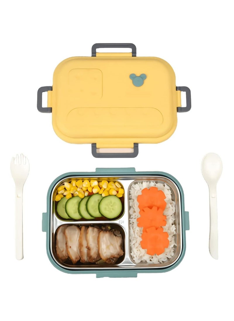 Perfii Lunch Box for Kids and Adults, Food Container with 3 compartments Microwave Safe Bento Box for Work or School  - Image 1