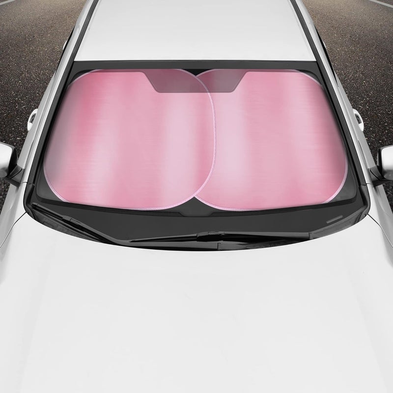 Carbella BDK 2PC Metallic Pink Car Window Sun Shade Auto Shade for Windshield Visor, Block UV Reflect Heat to Keep Your Car SUV Truck, 31.75" x 28.75" - Image 4