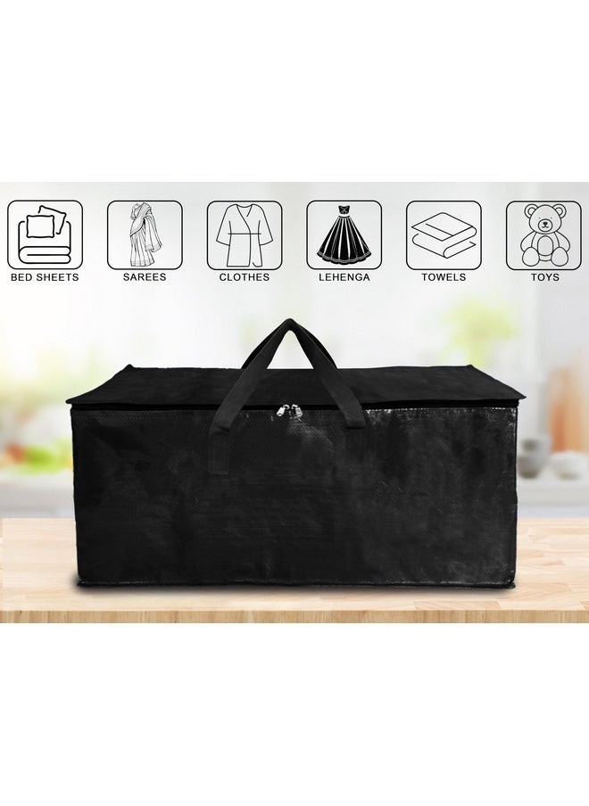 shalimar - Shalimar Plastic Large Capacity Travel Bag/Storage Bag/Move-In Bags/Duffel Bag - Strong, Durable, Foldable And Water Resistant (Black (Pack Of - 2)) - Image 1