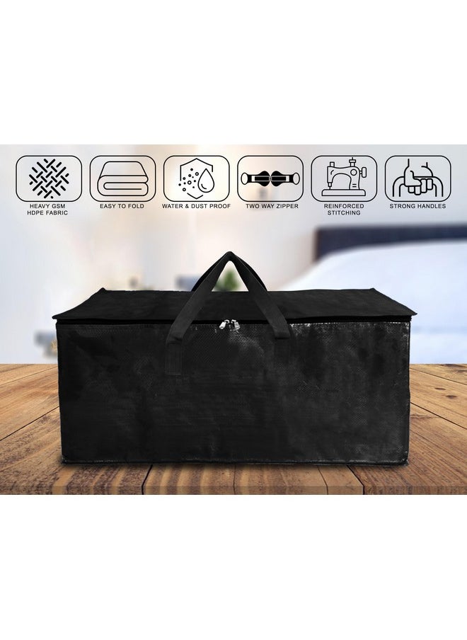 shalimar - Shalimar Plastic Large Capacity Travel Bag/Storage Bag/Move-In Bags/Duffel Bag - Strong, Durable, Foldable And Water Resistant (Black (Pack Of - 2)) - Image 1
