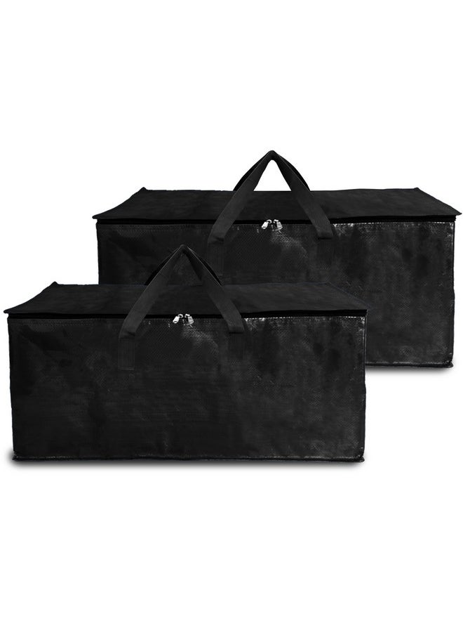 shalimar - Shalimar Plastic Large Capacity Travel Bag/Storage Bag/Move-In Bags/Duffel Bag - Strong, Durable, Foldable And Water Resistant (Black (Pack Of - 2)) - Image 1