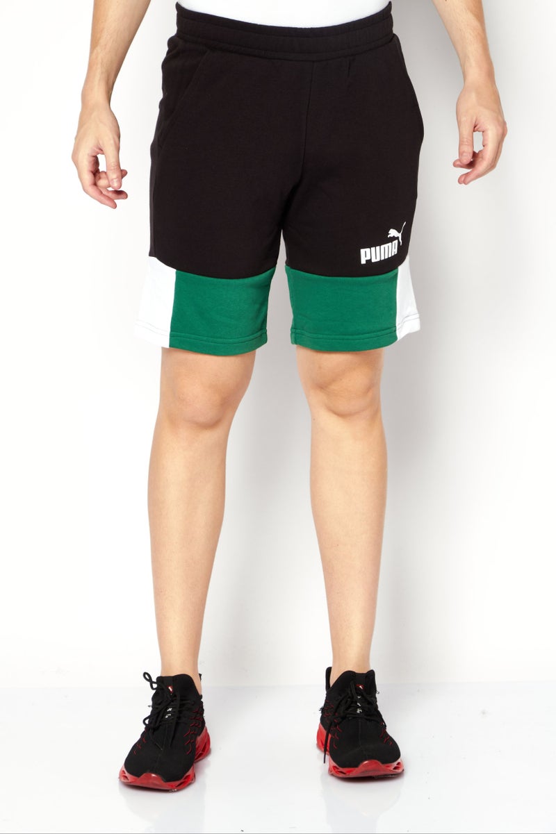 PUMA Men Sportswear Fit Brand Logo Training Shorts, Black/Green  - Image 1