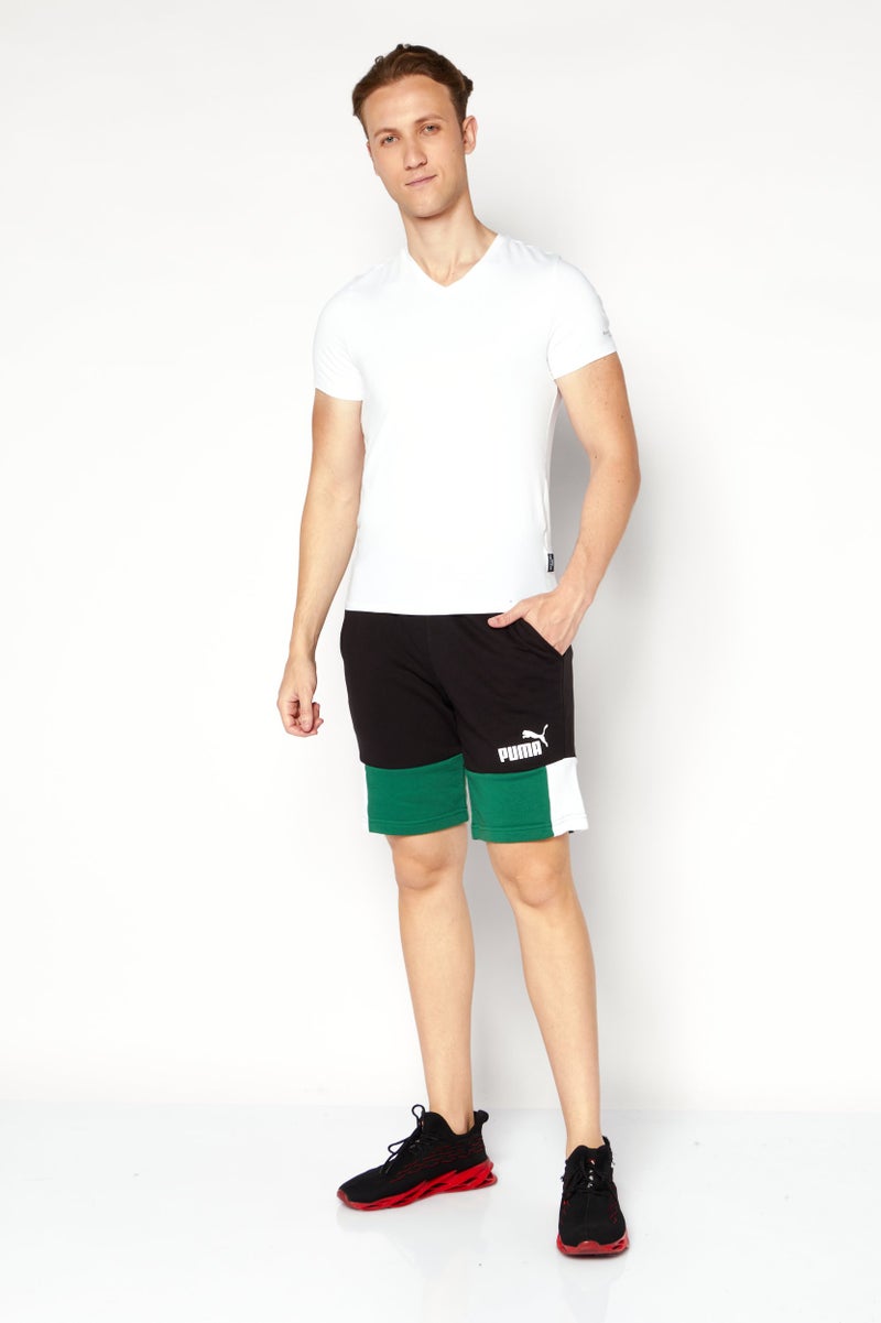 PUMA Men Sportswear Fit Brand Logo Training Shorts, Black/Green  - Image 4