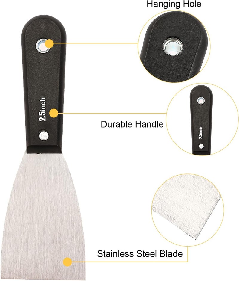 QEES 7 PCS Drywall Tools,Putty Knife Scraper Tool,Stainless Steel Paint Scraper Spackle Knife,Drywall Scraper Spackle Taping Knife for Spreading Mud, Taping,Repairing Wall. - Image 5