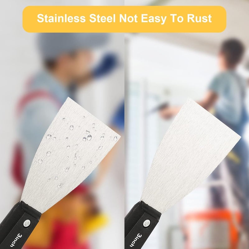QEES 7 PCS Drywall Tools,Putty Knife Scraper Tool,Stainless Steel Paint Scraper Spackle Knife,Drywall Scraper Spackle Taping Knife for Spreading Mud, Taping,Repairing Wall. - Image 4