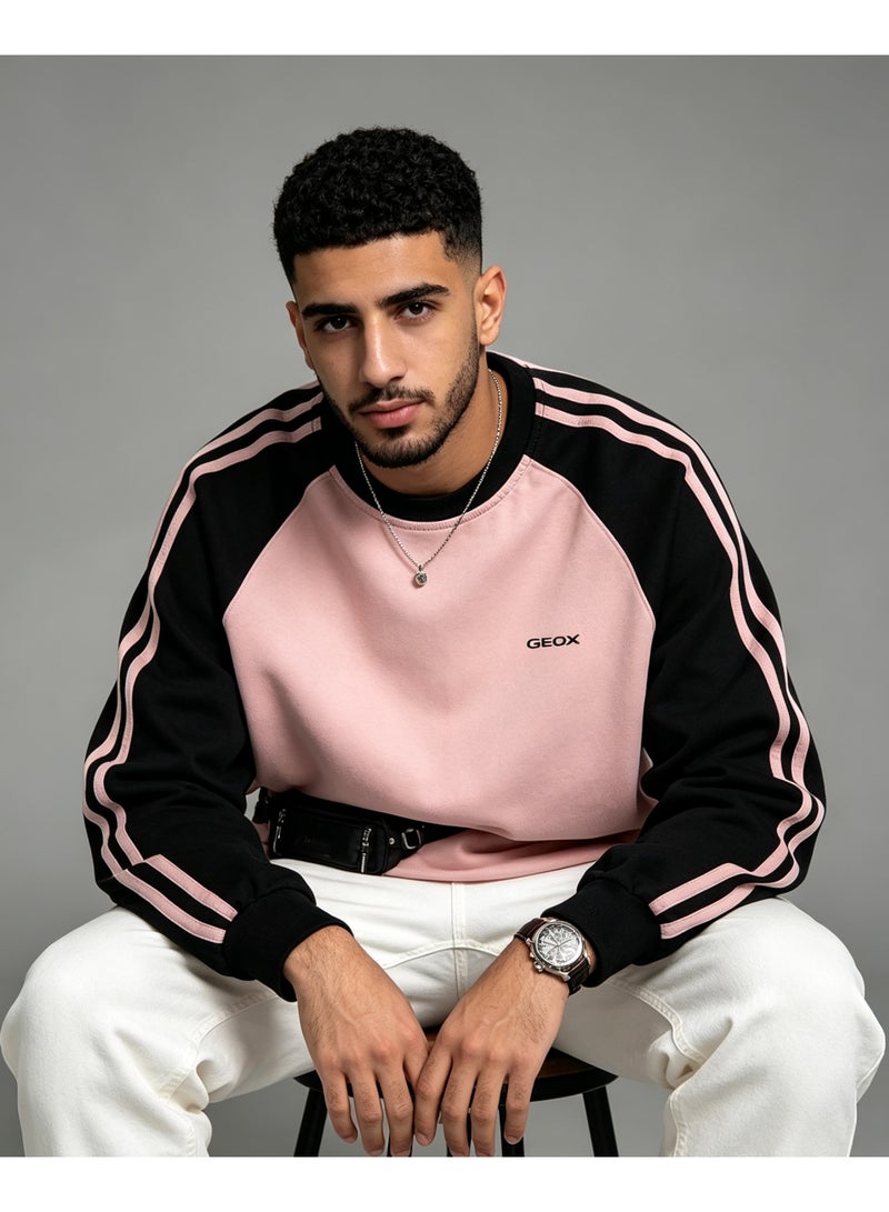 GEOX Unisex Casual Raglan Long Sleeve Crew Neck Top, Relaxed Fit Daily Wear Sweatshirt Pink - Image 2