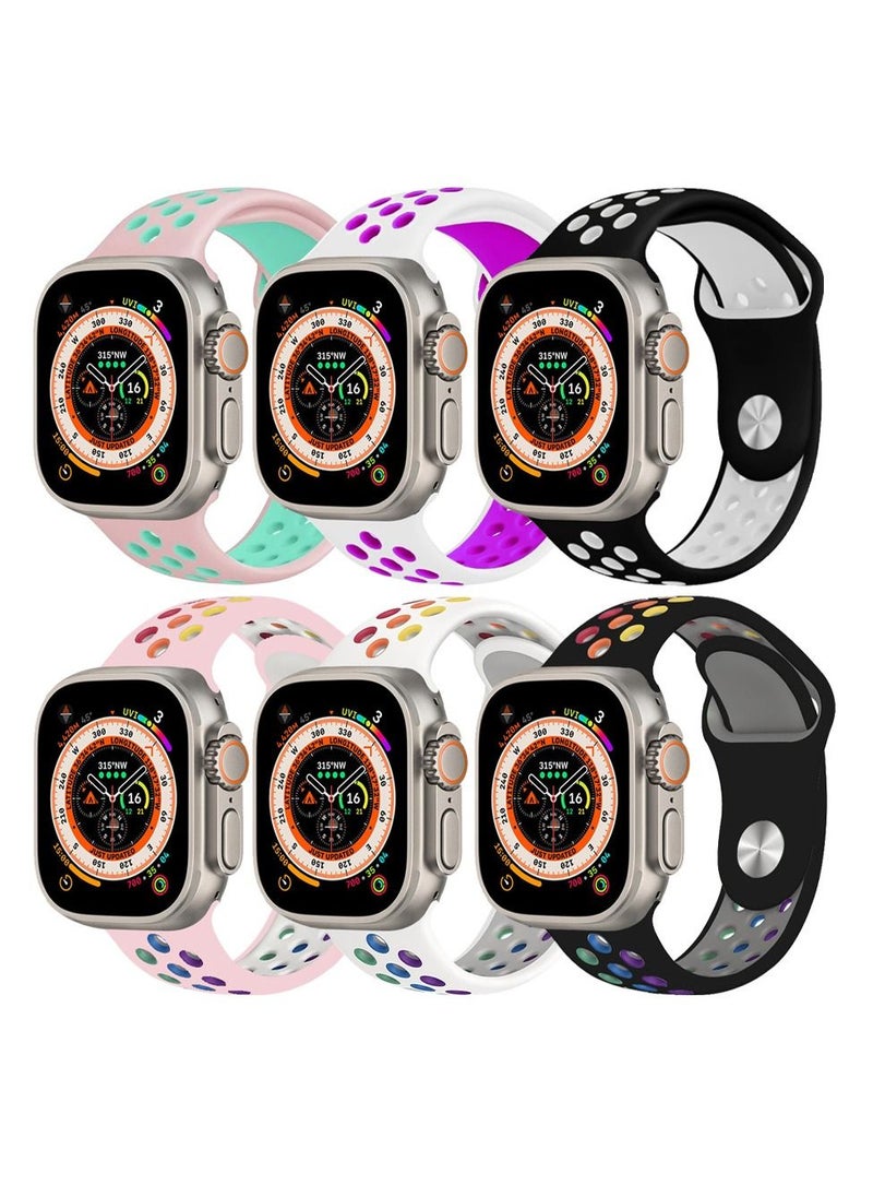 CATANES - 6 Pack For Apple Watch 49mm 45mm 44mm 42mm Silicone Sport Band Nike Strap Compatible With iWatch Series Ultra/8/7/SE/6/5/4/3/2/1 - Image 1