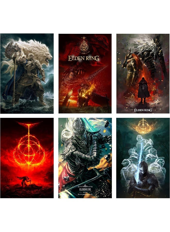 Home Trove SC&Mk Art Elden Ring Gaming Poster Canvas Print Collection Gift for Game Fans 08 x 12 Inch Set of 6 No Frame  - Image 1