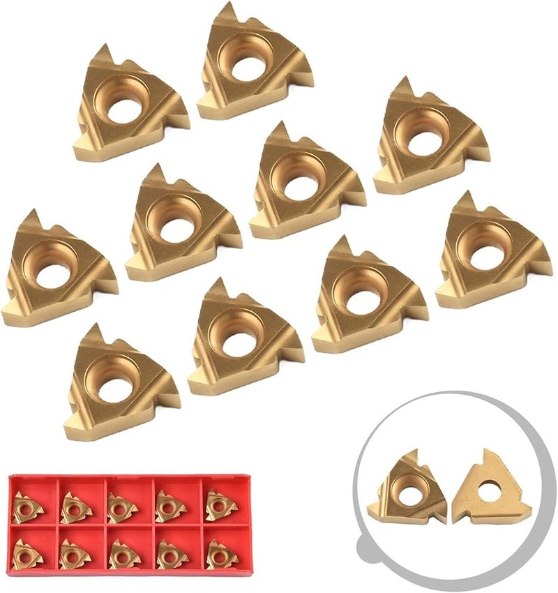 RT16 01W G60P YBG201 Gold Coated Carbide Indexable Threading Inserts 10 Pcs Set For Steel Turning - Image 3