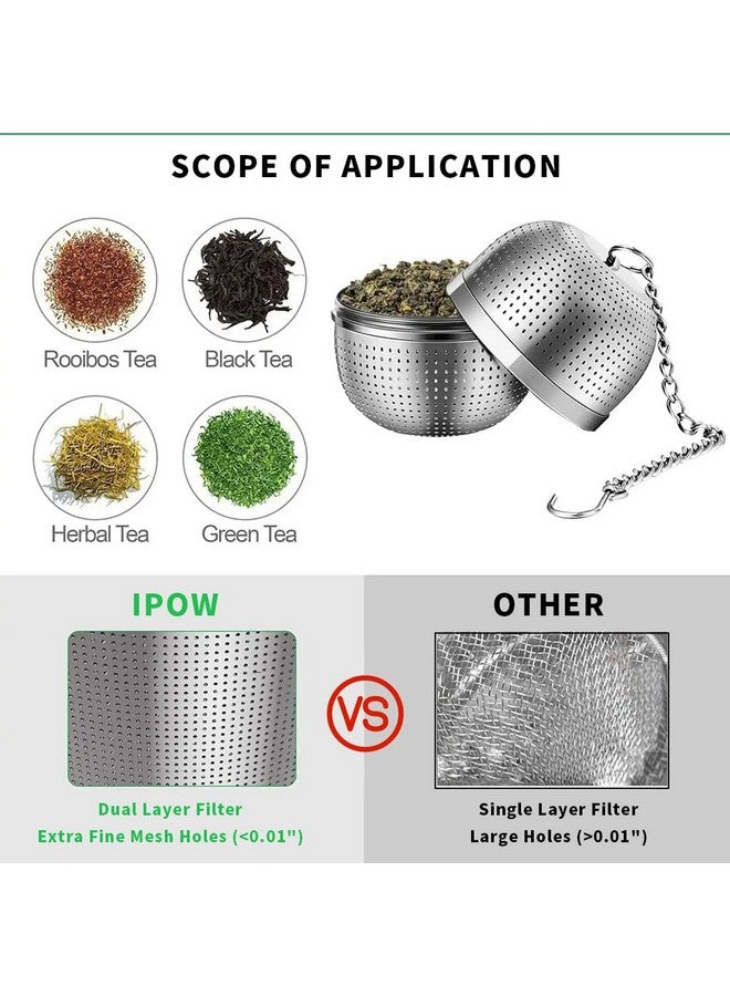 SUPVOX Supvox® Tea Infuser with Chain & Drip Tray 304 Stainless Steel 2.1" Fine Mesh Strainer for Loose Leaves,Herbal Teas Durable Easy-Clean Filter for Mugs Teapots Ideal Home & Travel - Image 3