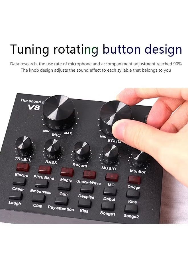 TIGER V8 Live Sound Card – Adjustable Volume, Voice Changer, Audio Effects & Music Controller for Streaming, Podcasting, Karaoke & Live Shows  - Image 2