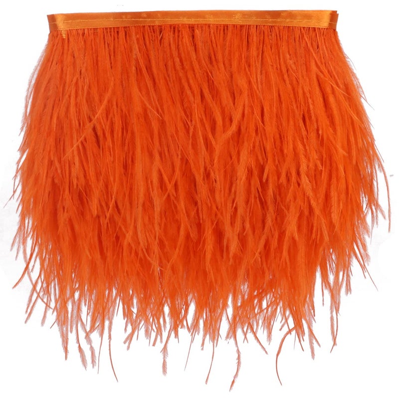 AMZTKDIY AMZTKDIY Ostrich Feathers Sewing Fringe Trim Ribbon for Crafts Clothes Accessories Latin Wedding Dress DIY 2 Yards 46inch Width 2 Yards Orange Red 