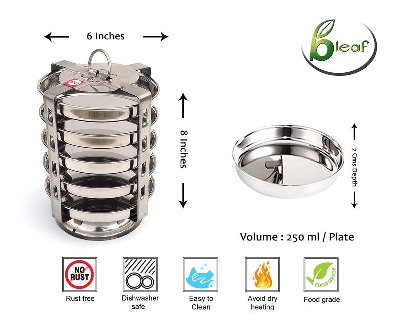 BLeaf Stainless Steel-5 Plate Thatte Idli Stand Dhokla Maker (5 Plate, 5 Idli) - Image 4