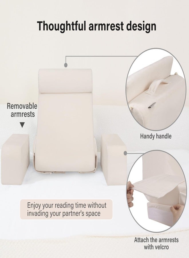ENITYA 19" Back Pillow for Bed Sitting up, Big Pockets and Washable Removable Cover, Reading Chair for Watching TV/Reading/Gaming/Resting in Bed, Couch or Floor, Medium(Ivory) - Image 5