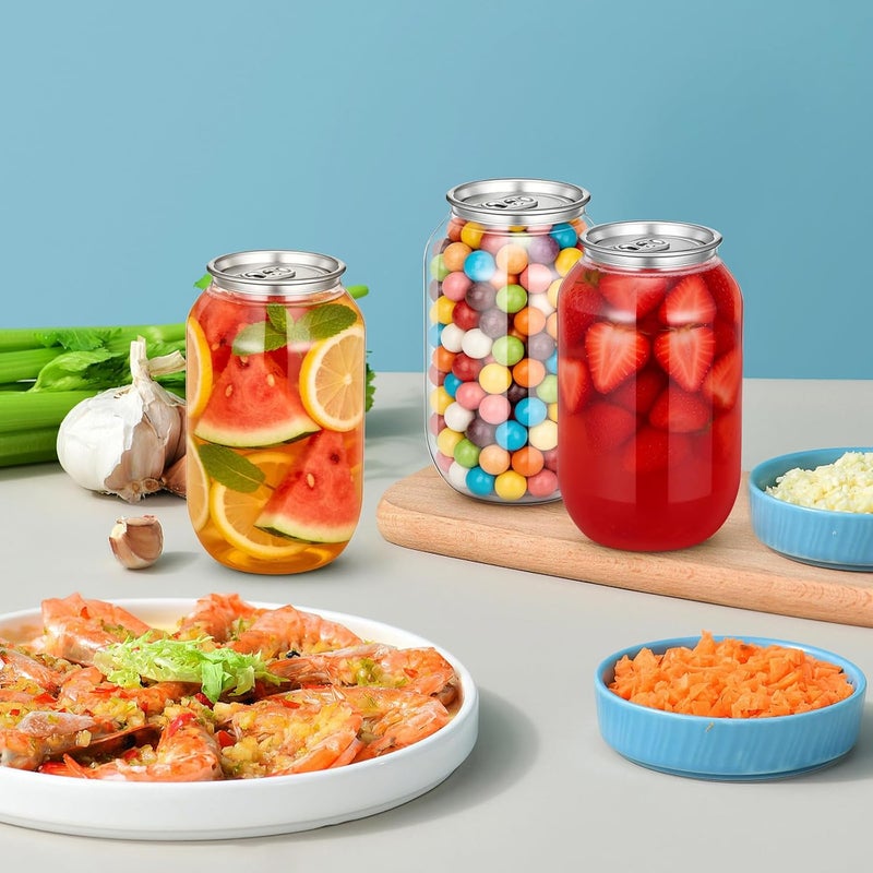 GALPADA 10pcs Beverage Canning Jars Clear Plastic Bottles with Lids for Soda Juice Tea Storage 16. 9oz Portable Drink Containers for Outdoor Travel - Image 4