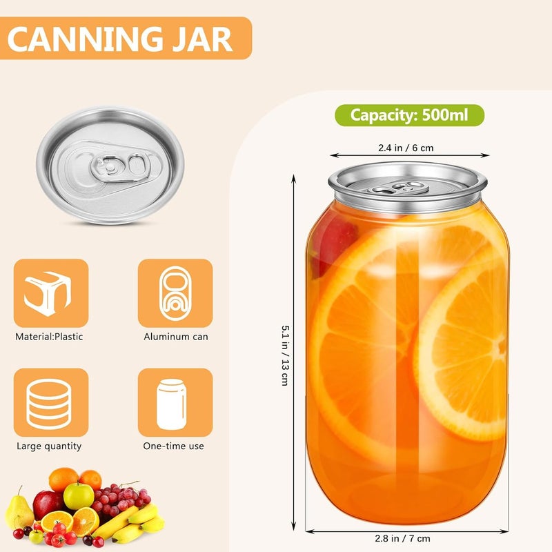 GALPADA 10pcs Beverage Canning Jars Clear Plastic Bottles with Lids for Soda Juice Tea Storage 16. 9oz Portable Drink Containers for Outdoor Travel - Image 2