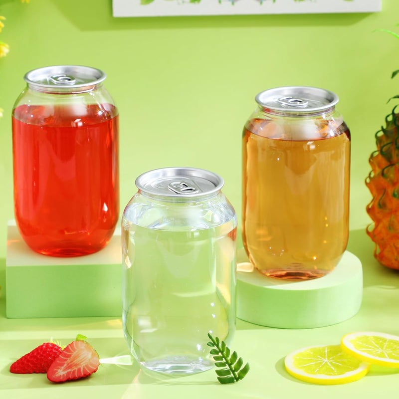 GALPADA 10pcs Beverage Canning Jars Clear Plastic Bottles with Lids for Soda Juice Tea Storage 16. 9oz Portable Drink Containers for Outdoor Travel - Image 5