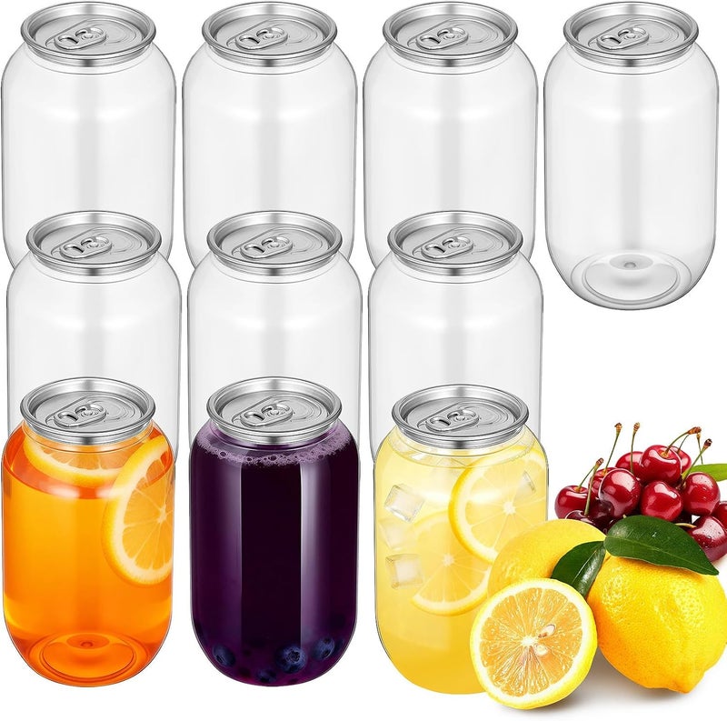 GALPADA 10pcs Beverage Canning Jars Clear Plastic Bottles with Lids for Soda Juice Tea Storage 16. 9oz Portable Drink Containers for Outdoor Travel - Image 1