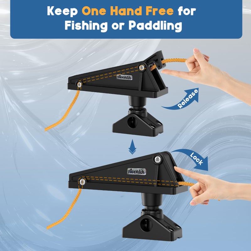 EDSRDPLT Kayak Anchor Lock System Durable Easy-to-Use Anchor Lock for Small Boats and Kayaks, Single-Handed Operation, Versatile Installation (Side Deck Mount) - Image 5