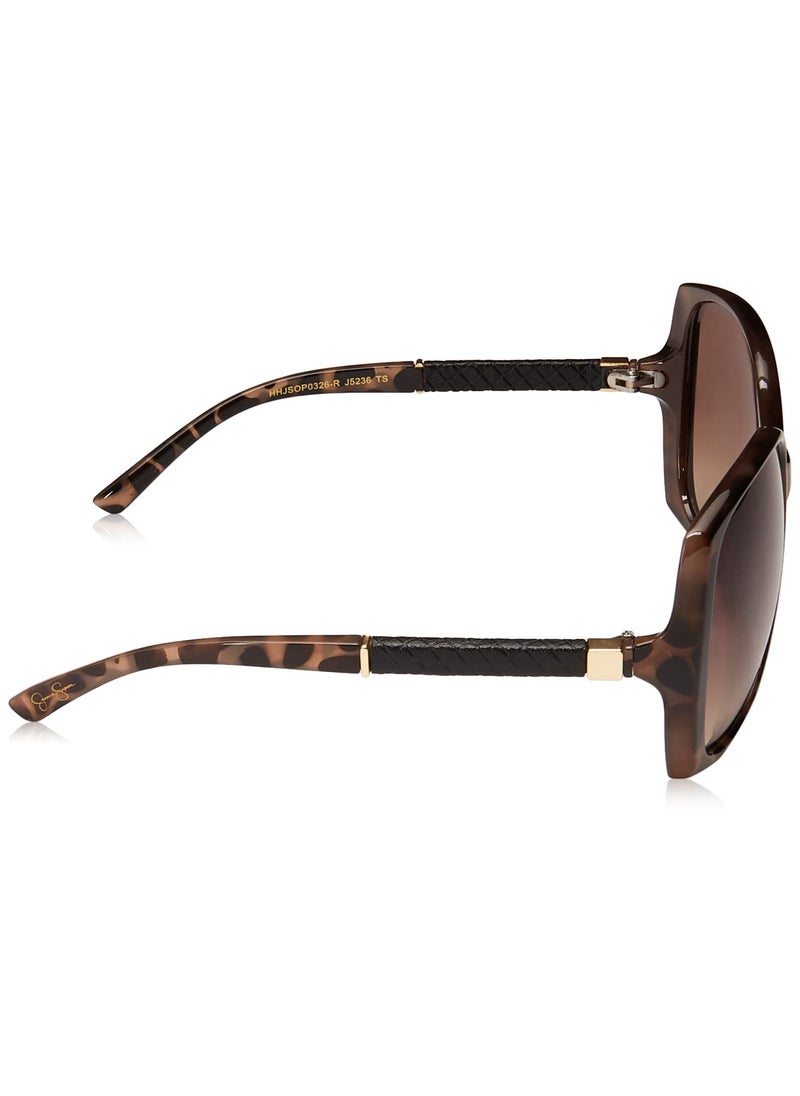 Jessica Simpson Jessica Simpson Womens J5236 Oversized Rectangular Sunglasses With Uv400 Protection. Glam Gifts For Her, 60 Mm, Tortoise, 60 Mm US  - Image 3