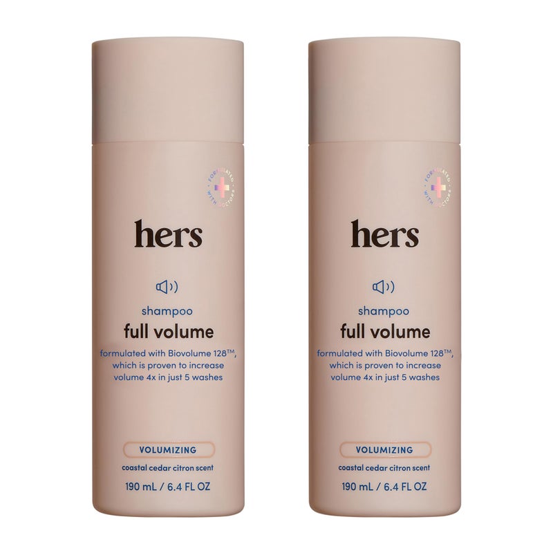 HIMS & HERS hers Full Volume Shampoo, 2 Pack - Volumizing Shampoo for Women with Biotin - Adds Lightweight Volume, Shine & Bounce - Coastal Cedar Citron - 2 x 6.4 fl oz - Image 1