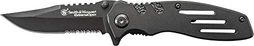 Smith & Wesson Accessories Extreme Ops SWA24S 7.1in S.S. Folding Knife with 3.1in Serrated Clip Point Blade and Aluminum Handle for Outdoor, Tactical, Survival and EDC - Image 2