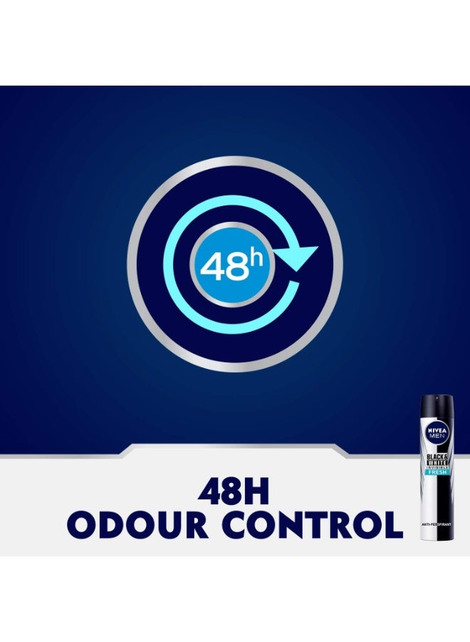 NIVEA MEN Black and White Invisible Fresh Antiperspirant for Men Spray, 200 ml - Image 2