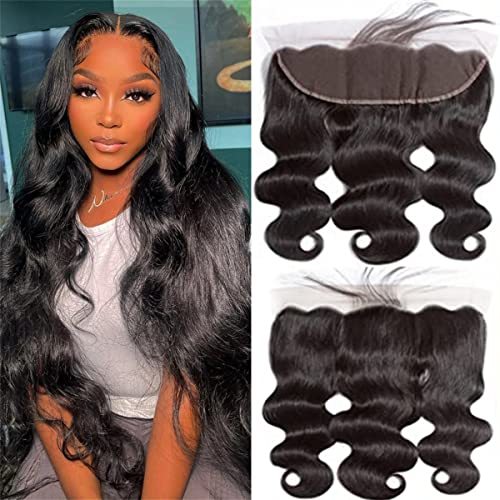 YIBUSI 13x4 Body Wave HD Lace Frontal Human Hair 10 Inch Body Wave Ear to Ear Transparent Lace Frontal Only 100% Unprocessed Brazilian Virgin Human Hair Closure Pre Plucked with Baby Hair - Image 1