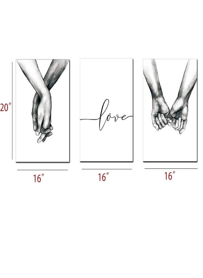 LSHDXD Hands Forever No Framed Canvas Wall Art,Love and Hand in Hand Minimalist Black and White Canvas Line Art Print Poster Sketch Art Line Painting for Bedroom - Image 2