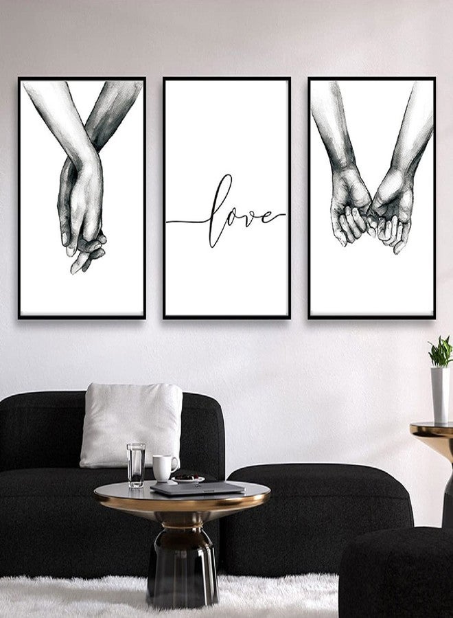 LSHDXD Hands Forever No Framed Canvas Wall Art,Love and Hand in Hand Minimalist Black and White Canvas Line Art Print Poster Sketch Art Line Painting for Bedroom - Image 1