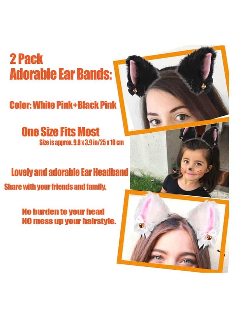 Loquat Pack of 2 Plush Cat  Fox Ears Headbands | Cute Anime Cosplay Hair Accessories for Kids  Women - Image 2