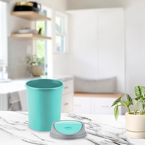 RATAN PLASTICWARE Euro Clean Table Top Small Mini Dustbin with Lid for Study Table, Desk, Kitchen Sink, Car, Kids Room Compact and Stylish Waste Storage Garbage Bin 2 Litre HD Green - Image 5