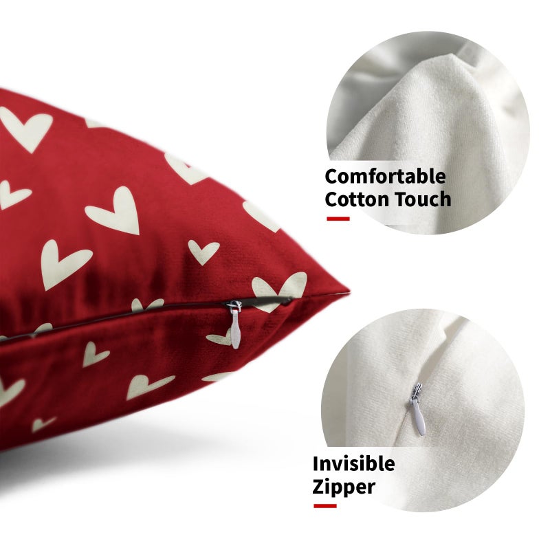 Sweetshow Valentines Day Lumbar Pillow Covers 12x20 Set of 2 Red Love Heart Holiday Decorative Throw Pillows Romantic Valentine Themed Gifts Pillowcase Cotton Cushion Cover Decor for Home Couch Bed Soft - Image 3