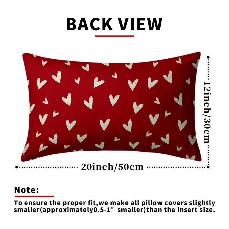 Sweetshow Valentines Day Lumbar Pillow Covers 12x20 Set of 2 Red Love Heart Holiday Decorative Throw Pillows Romantic Valentine Themed Gifts Pillowcase Cotton Cushion Cover Decor for Home Couch Bed Soft - Image 4
