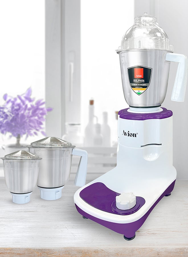 Avion 600W 3-In-1 Mixer Grinder AMG614ND – Multifunctional Grinder With Stainless Steel Jars And Blades – 3 Speed  - Image 1