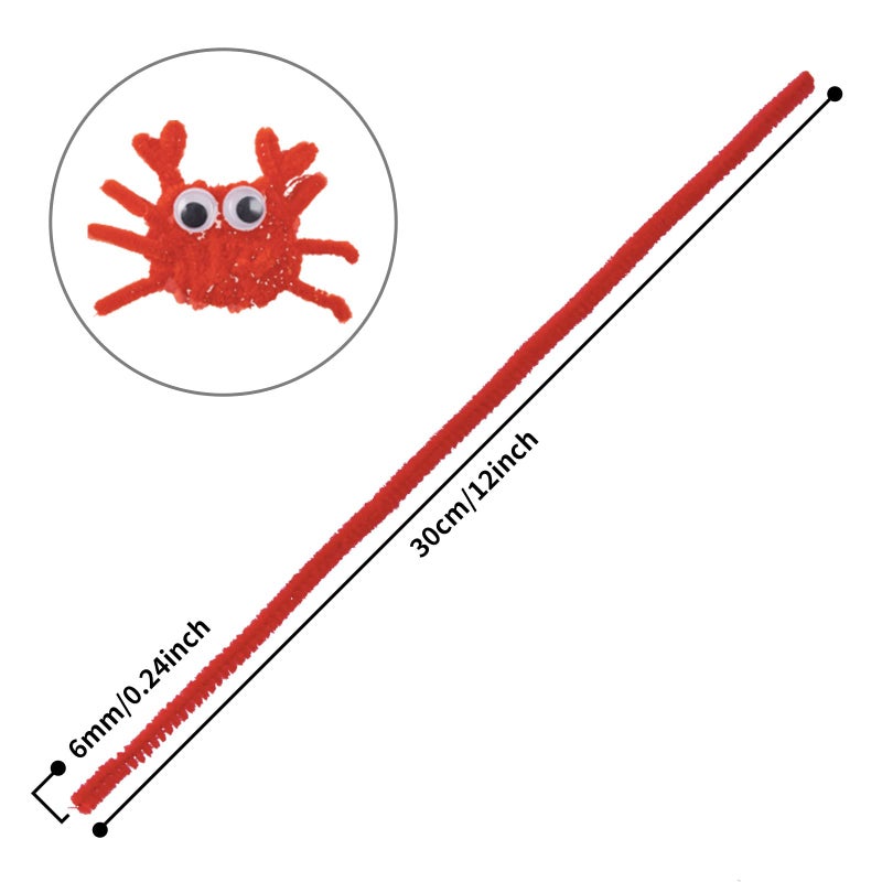 Cuttte Pipe Cleaners Craft Supplies - 300pcs Red Pipe Cleaners Chenille Stems for Craft Kids DIY Art Supplies (6 mm x 12 inch) - Image 2