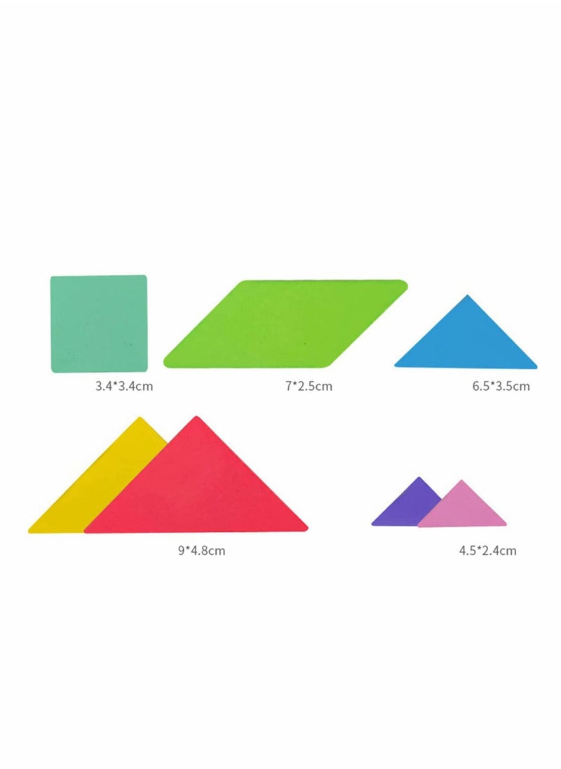 Excefore - Tangram Magnetic Puzzle, Wooden Pattern Puzzle Book Game for Kids, IQ Educational and Early Development Tangram, Jigsaw Shapes Dissection with Solution Questions, Travel Games - Image 1