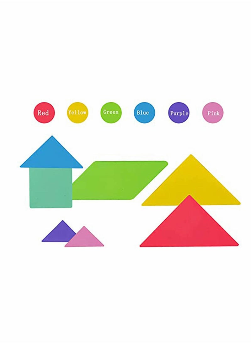 Excefore - Tangram Magnetic Puzzle, Wooden Pattern Puzzle Book Game for Kids, IQ Educational and Early Development Tangram, Jigsaw Shapes Dissection with Solution Questions, Travel Games - Image 1