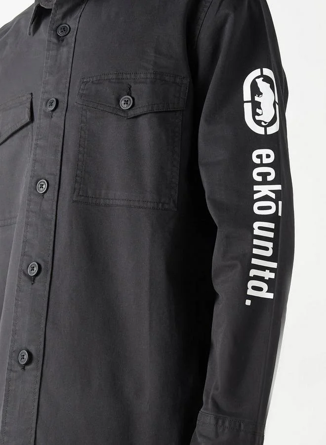 Ecko Unltd. Ecko Unltd Logo Print Utility Shirt with Pockets