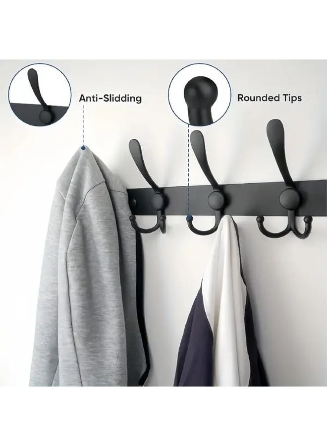 عبوتان من حامل المعاطف المثبت على الحائط متين مع 5 خطافات ثلاثية بتصميم معدني أسود - Image 5