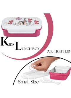 Nabhya Nabhya Peppy Small Tiffin Box For Kids,Inner Stainless Steel & Outer Plastic with Plastic Katori and Airtight Lid, School Lunch Box For Kids (Small, Pink)  - Image 3