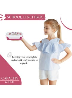 Nabhya Nabhya Peppy Small Tiffin Box For Kids,Inner Stainless Steel & Outer Plastic with Plastic Katori and Airtight Lid, School Lunch Box For Kids (Small, Pink)  - Image 5