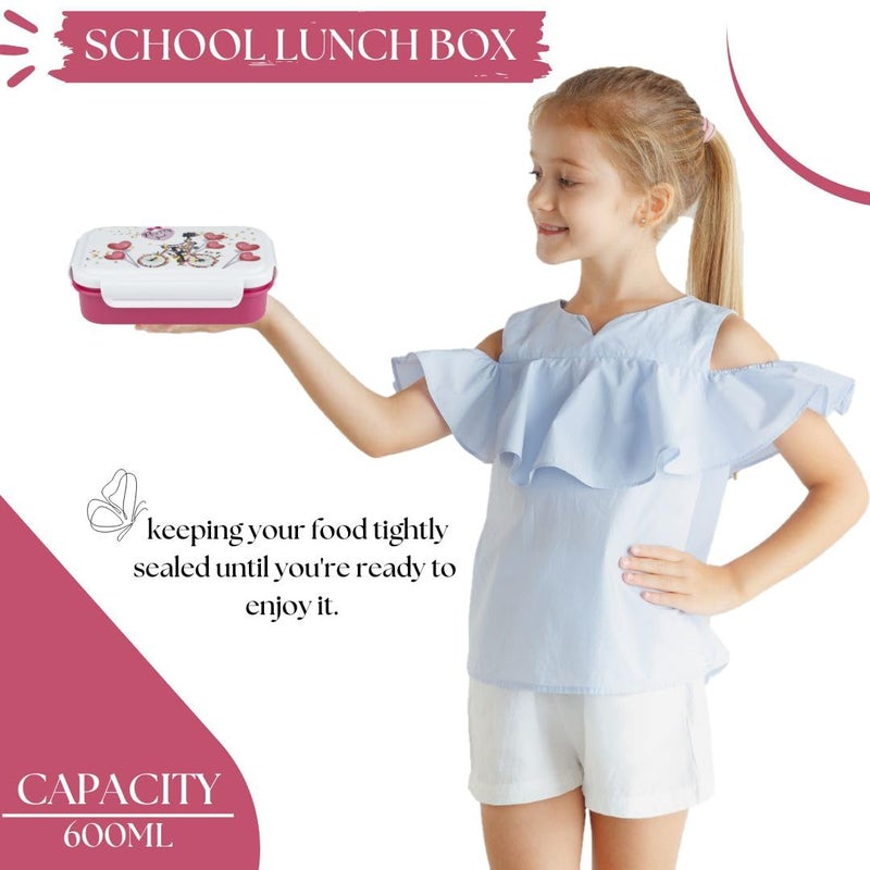 Nabhya Peppy Small Tiffin Box For Kids,Inner Stainless Steel & Outer Plastic with Plastic Katori and Airtight Lid, School Lunch Box For Kids (Small, Pink) - Image 5