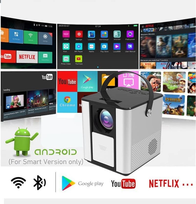BIGASUO Android 9.0 YouTube HD 3D Projector HDMI USB VGA AV, 1280 * 720P (5000 lm/Wireless/Remote Controller) Portable Projector (BGP23) - Image 4