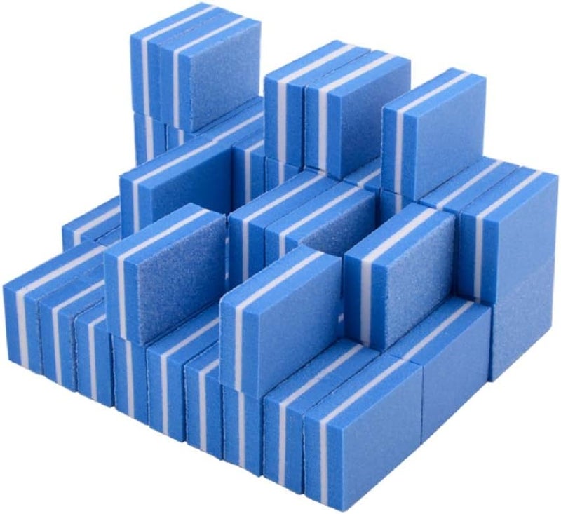 Yimart 20 Pcs Double-sided Mini Nail Buffer Block Colorful Sponge Nail Polish Sanding Buffer Strips Nail File Blocks Manicure Tools (Blue) - Image 3