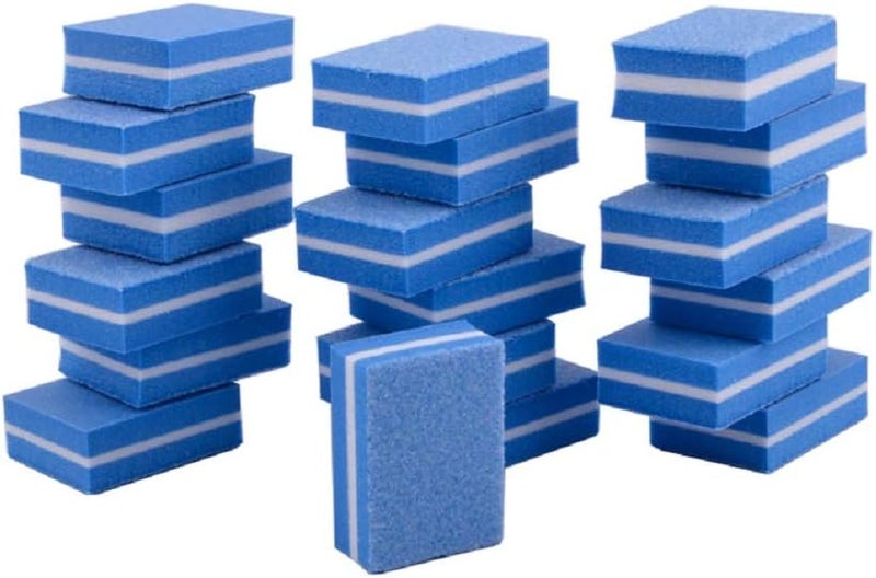 Yimart 20 Pcs Double-sided Mini Nail Buffer Block Colorful Sponge Nail Polish Sanding Buffer Strips Nail File Blocks Manicure Tools (Blue) - Image 1