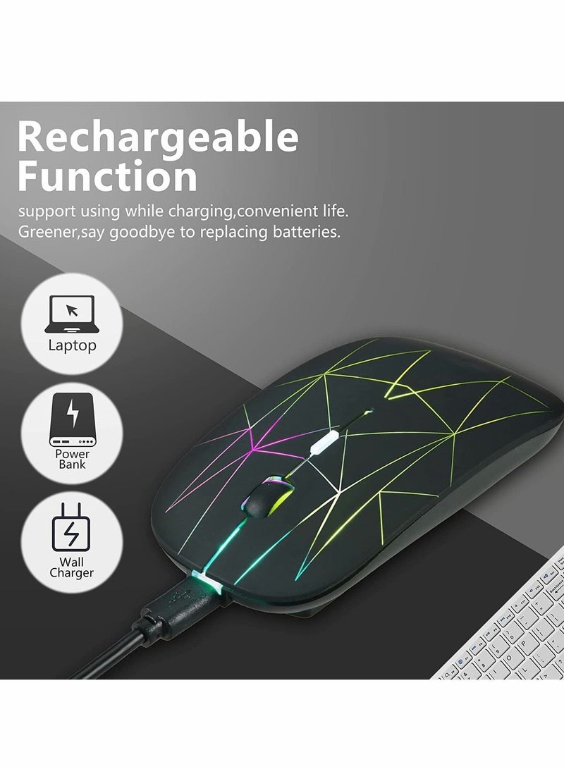 Y&D Wireless Mouse,Rechargeable Slim Silent Mouse Portable Mobile Optical Office with USB & Type-c Receiver, 3 Adjustable DPI for MacBook Pro Windows PC Laptop-Black  - Image 4