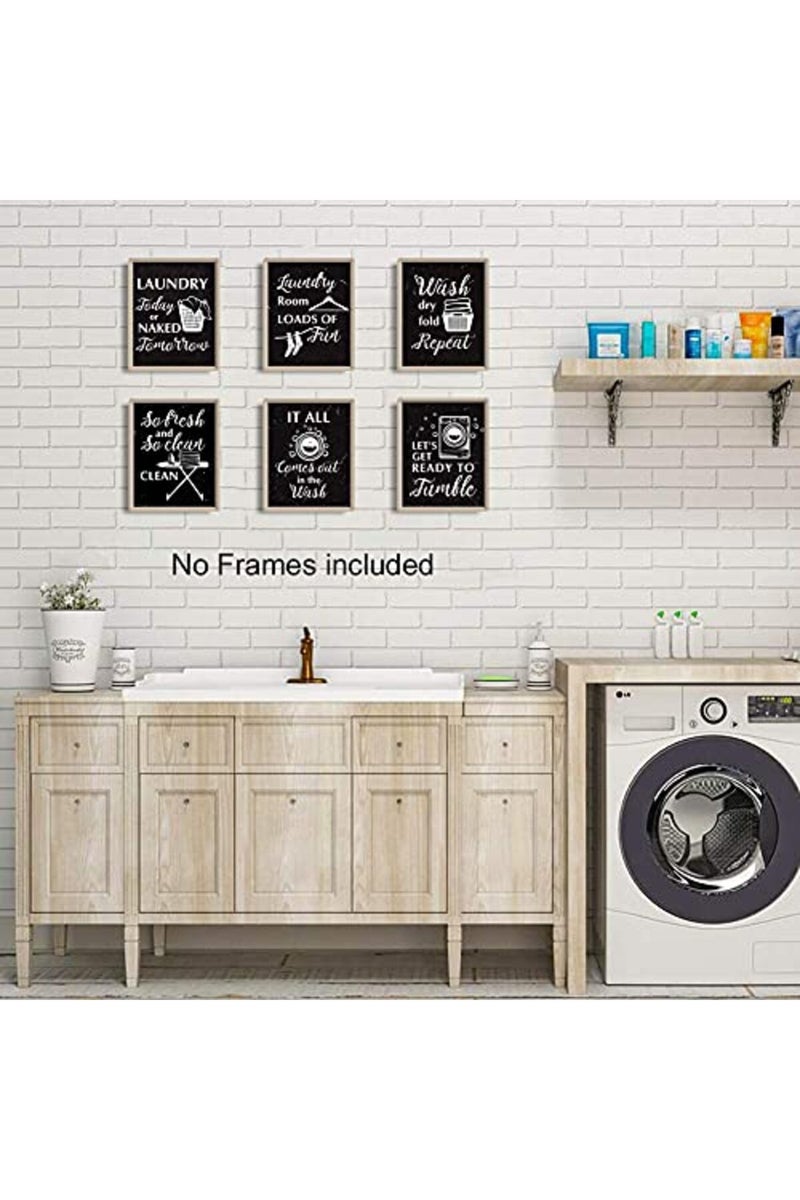 HLNIUC Funny Laundry Rules Sign Canvas Painting Set of 6, Creative Laundry Saying Art Prints, Modern Minimalist Chalkboard Words Wall Art Posters for Laundromat, Wash Room & Laundry Room Decor, Unframed, 20x25 cm - Image 3