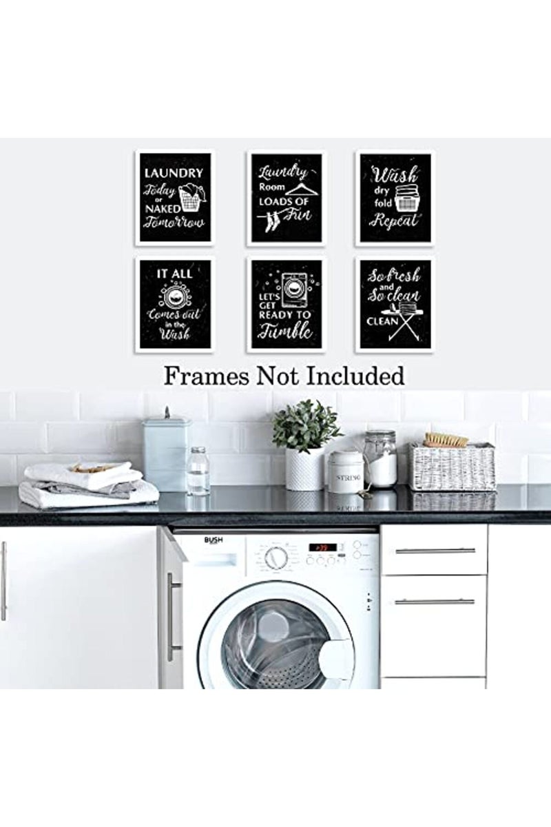 HLNIUC Funny Laundry Rules Sign Canvas Painting Set of 6, Creative Laundry Saying Art Prints, Modern Minimalist Chalkboard Words Wall Art Posters for Laundromat, Wash Room & Laundry Room Decor, Unframed, 20x25 cm - Image 2